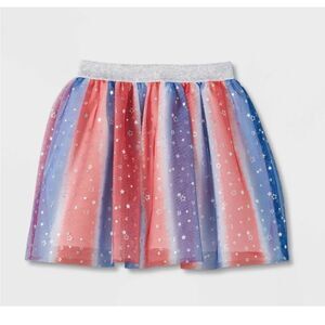 NWT Cat & Jack Size Medium 7/8 Tutu Red White Blue Stars Skirt